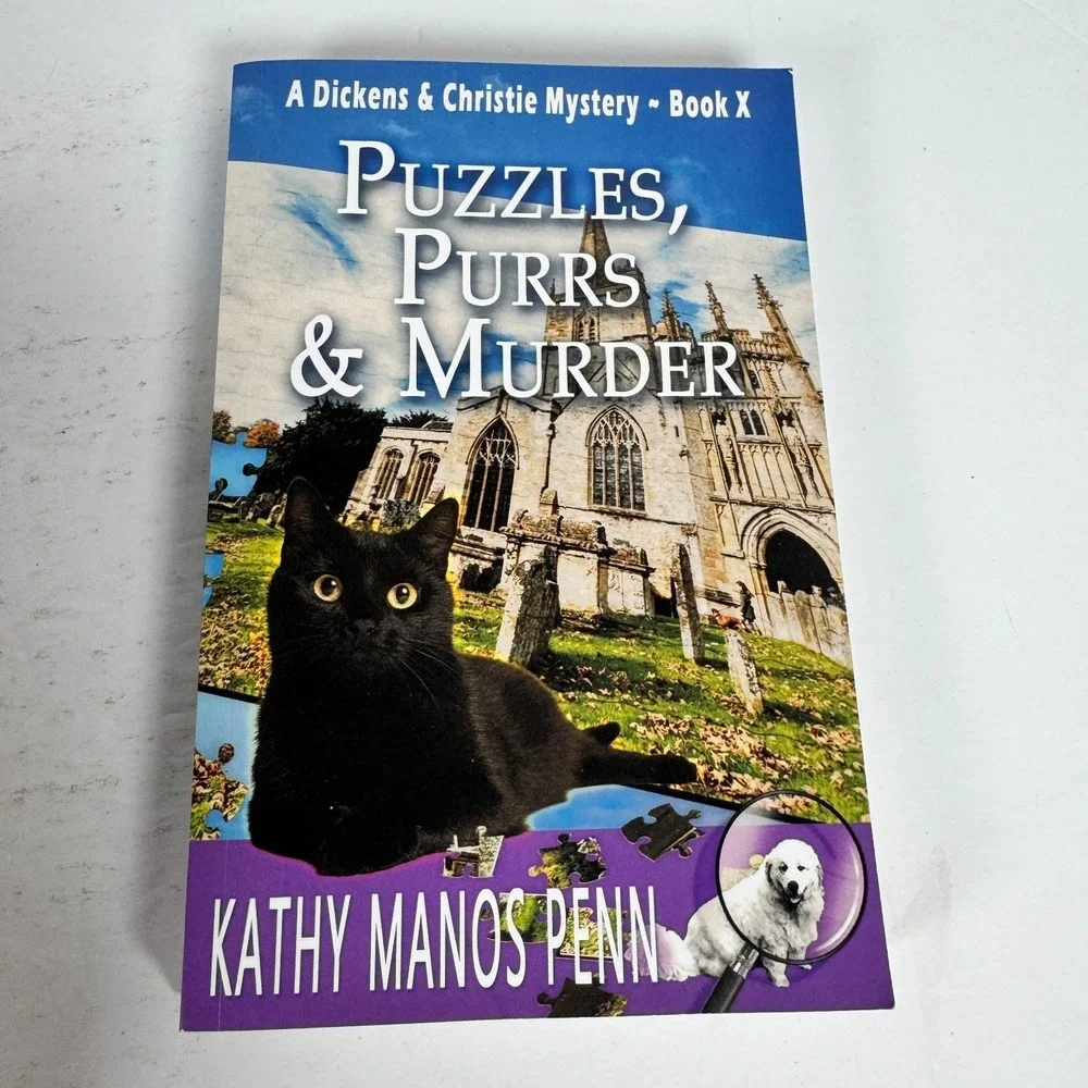 Puzzles, Purrs & Murder Kathy‎ Manos Penn 2024 Cozy Mystery Paperback Manos Penn